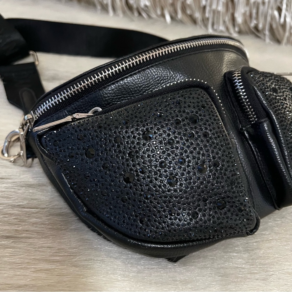 MADDEN NYC Womens Embellished Multi Pocket Fannypack Crossbody Vegan Belt Bag - Picture 4 of 15